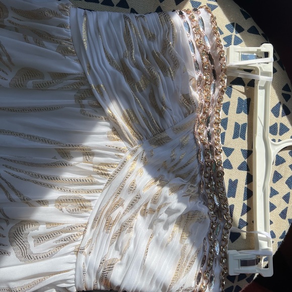 White with Gold detail prom dress - Picture 2 of 4